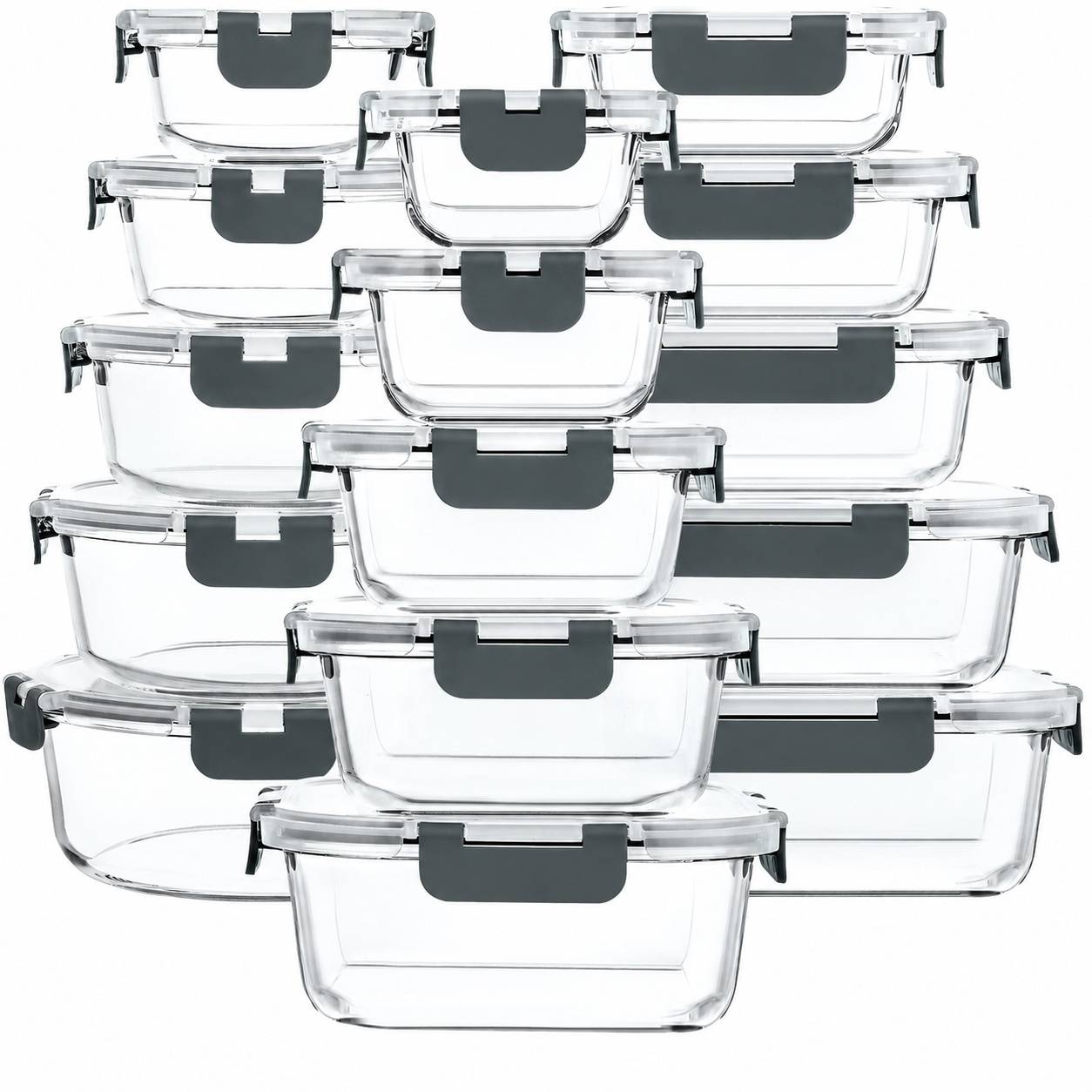 30 Contenants Alimentaires en Verre Borosilicate avec Couvercles Hermétiques - Image 1