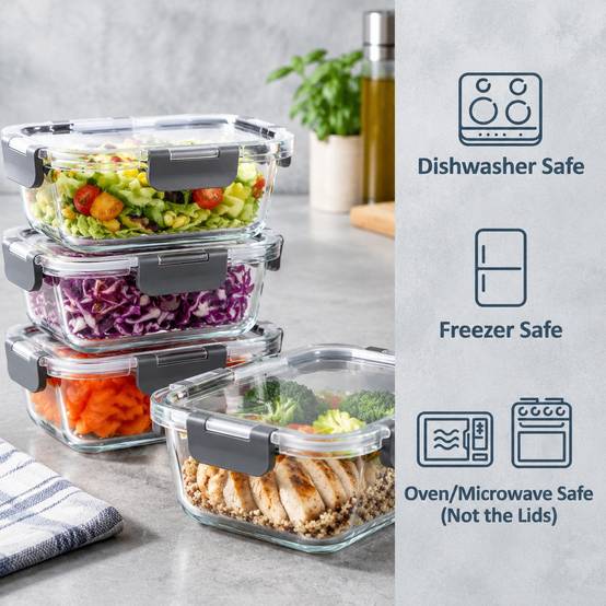 30 Contenants Alimentaires en Verre Borosilicate avec Couvercles Hermétiques - Image 5