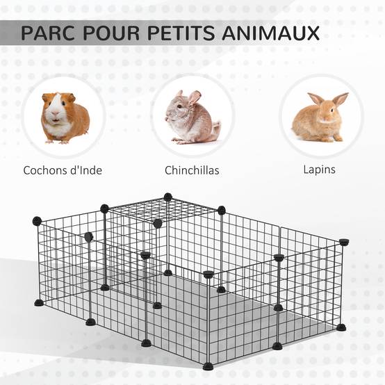 Enclos pour petits animaux métal résine noir 105 x 70 x 35 cm - PANGIVO - Image 7