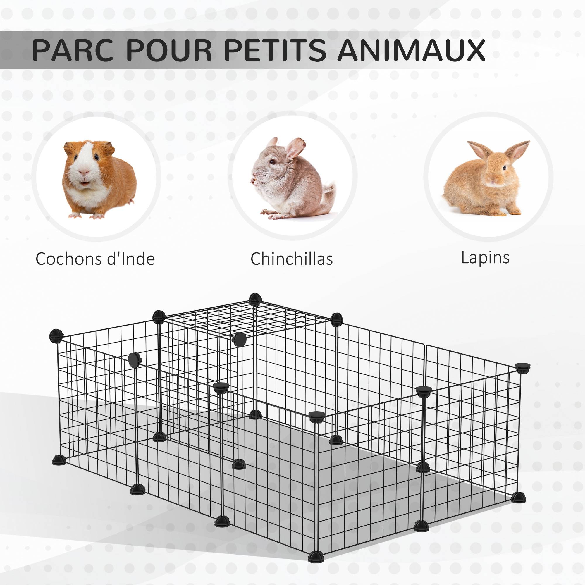 Enclos pour petits animaux métal résine noir 105 x 70 x 35 cm - PANGIVO - Image 7