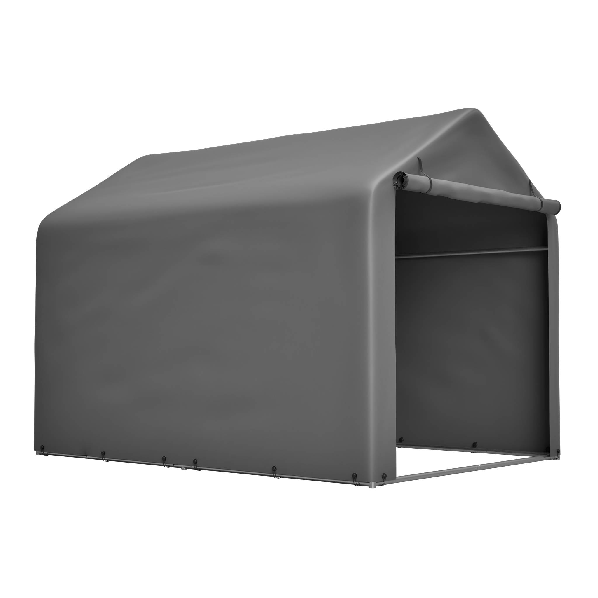 Garage à vélos 160x220x165cm gris PE imperméable avec porte roulante, rangement pour jardin - Image 7