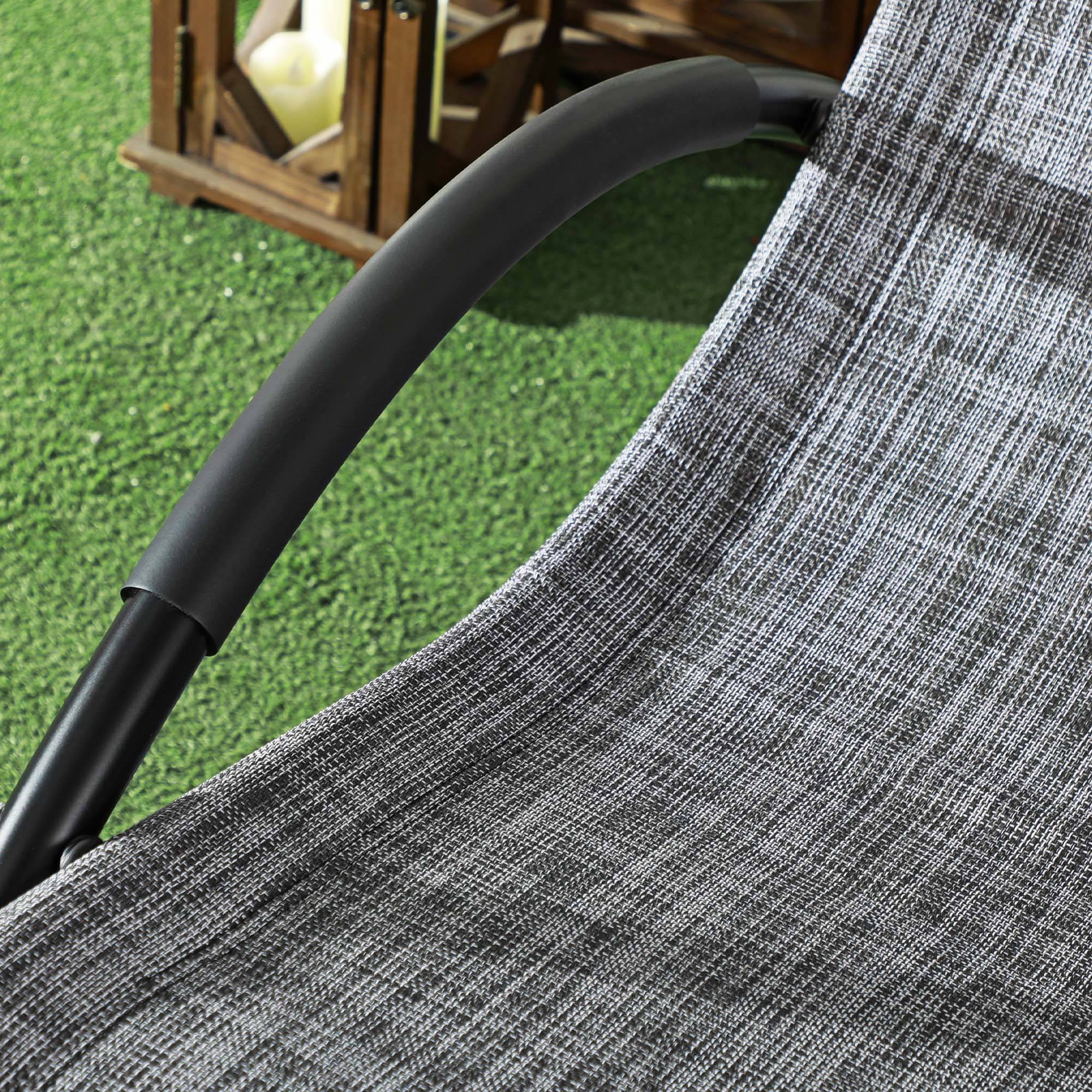 Outsunny - Chaise longue à bascule rocking chair design contemporain métal textilène gris chiné - Outsunny - Imagen 5