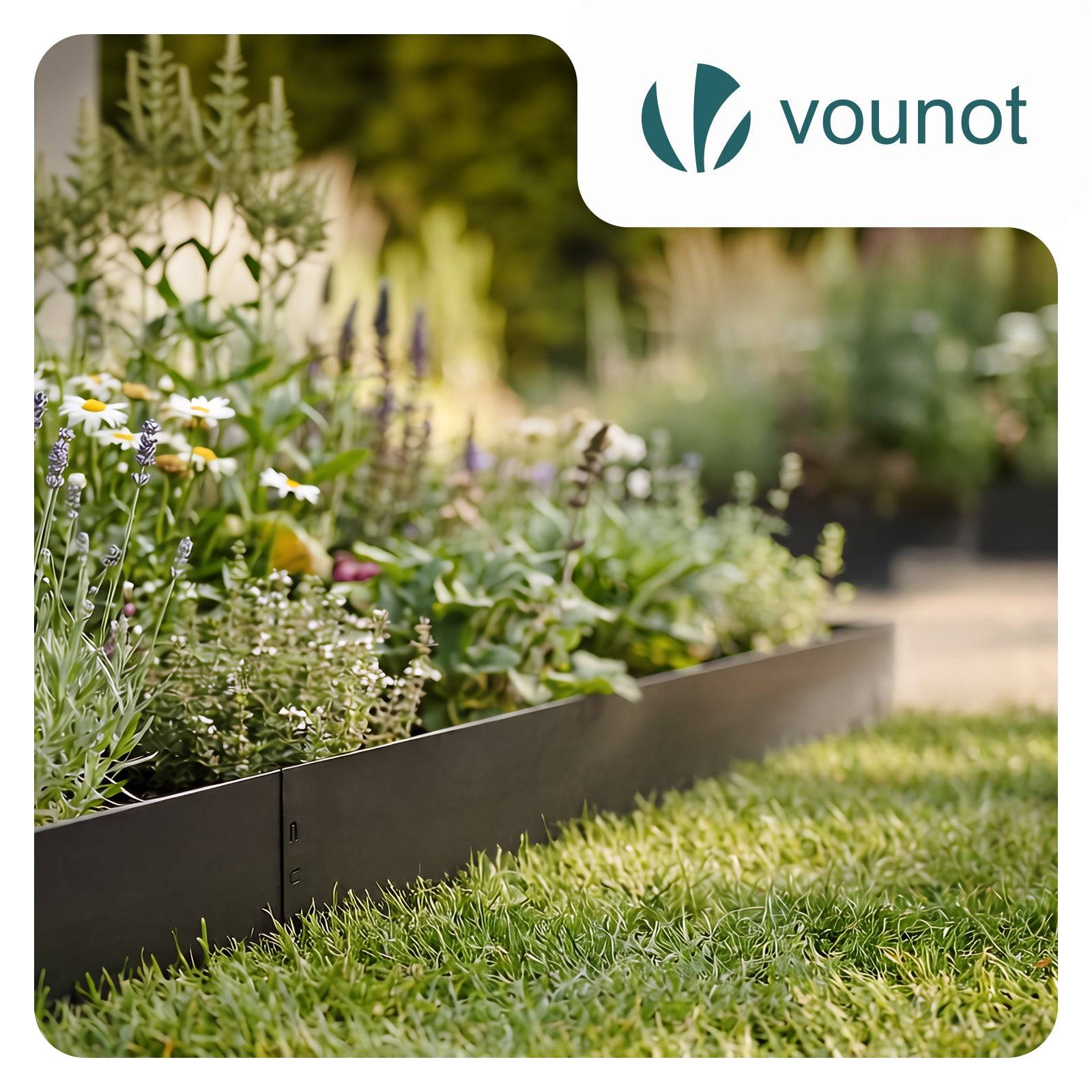 Lot de 30 Bordure de jardin en métal flexible 100x13cm noir - clôture gazon antirouille 30m - VOUNOT® - Image 2