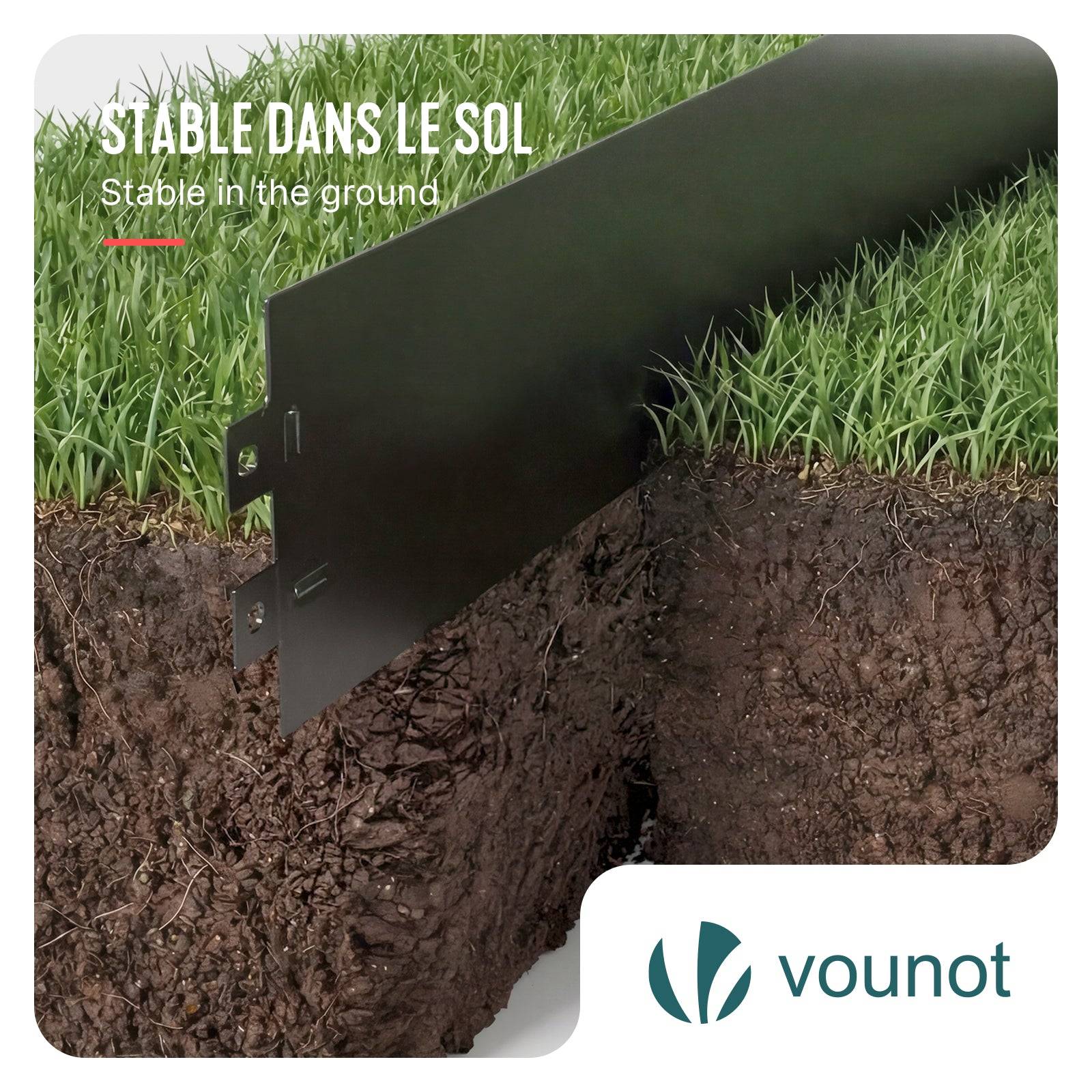 Lot de 30 Bordure de jardin en métal flexible 100x13cm noir - clôture gazon antirouille 30m - VOUNOT® - Image 6