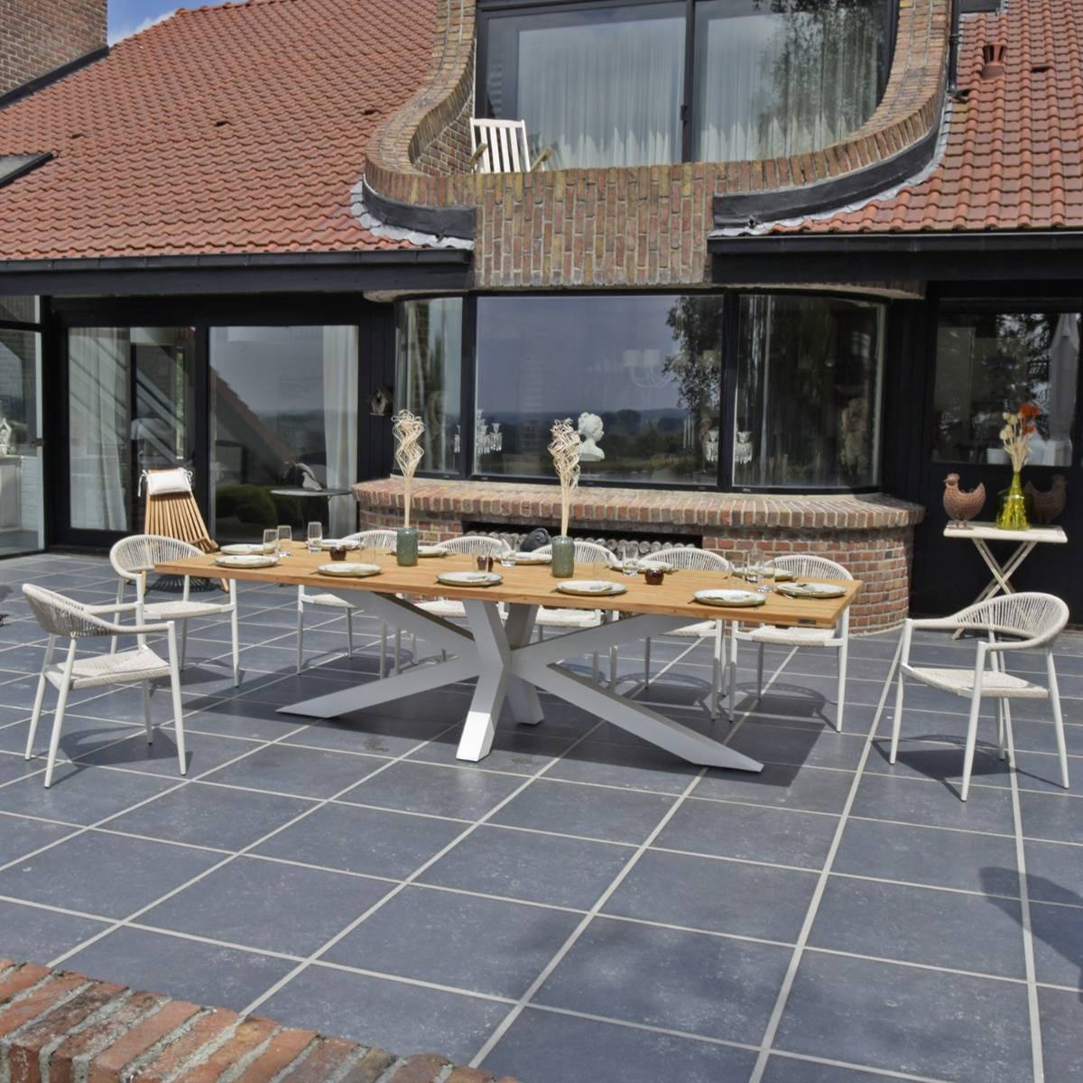 Gecko Jardin - Fauteuil aluminium blanc et corde tressée blanc chiné Casamance - Gecko Jardin - Imagen 5