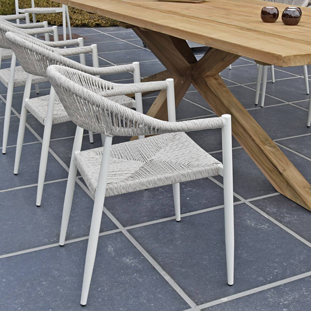 Gecko Jardin - Fauteuil aluminium blanc et corde tressée blanc chiné Casamance - Gecko Jardin - Imagen 3