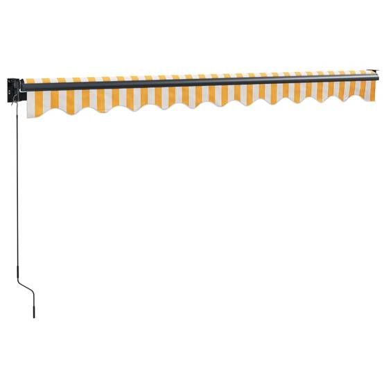 Auvent rétractable mural aluminium patio ombre jaune et blanc 3,5x2,5 m - ComfortXL Outdoor Living - Image 6