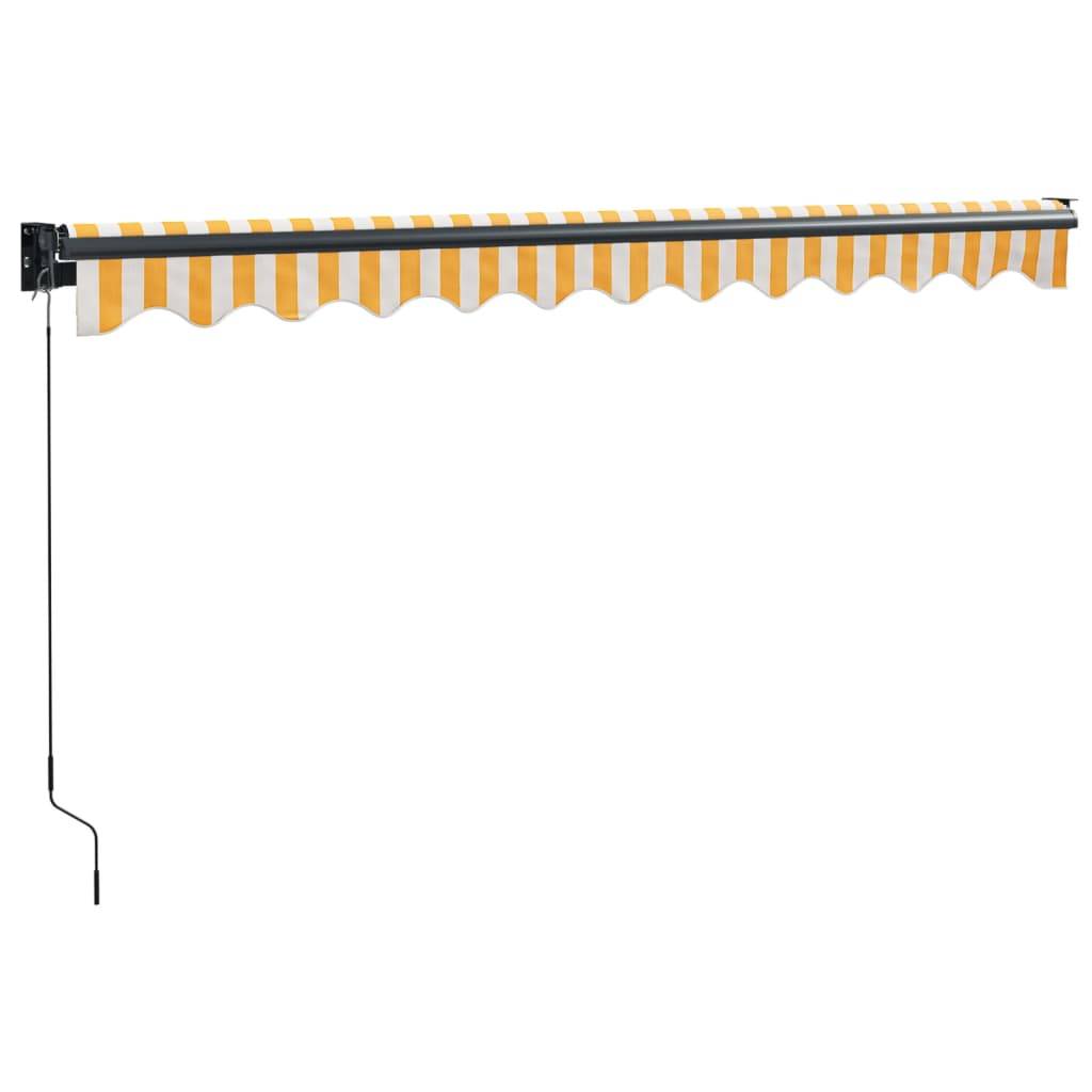 Auvent rétractable mural aluminium patio ombre jaune et blanc 3,5x2,5 m - ComfortXL Outdoor Living - Image 6
