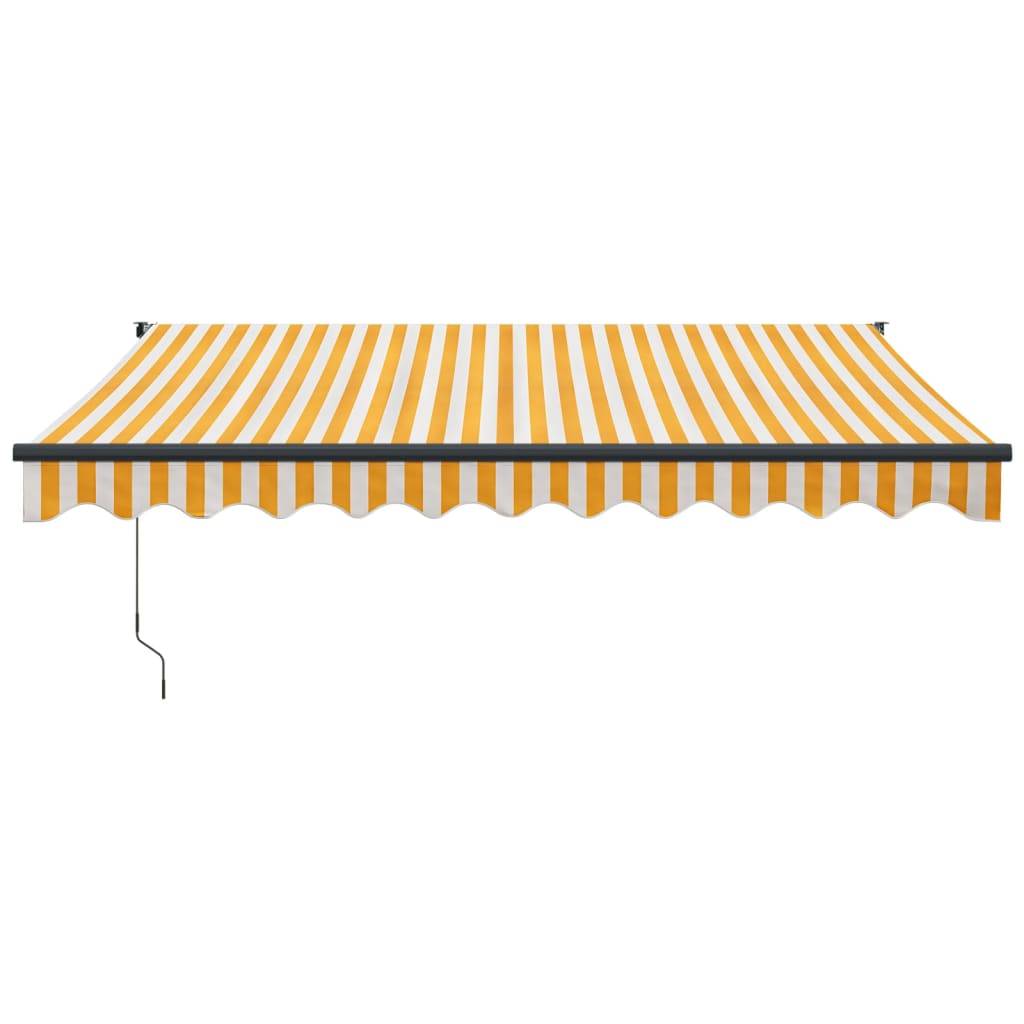 Auvent rétractable mural aluminium patio ombre jaune et blanc 3,5x2,5 m - ComfortXL Outdoor Living - Image 3