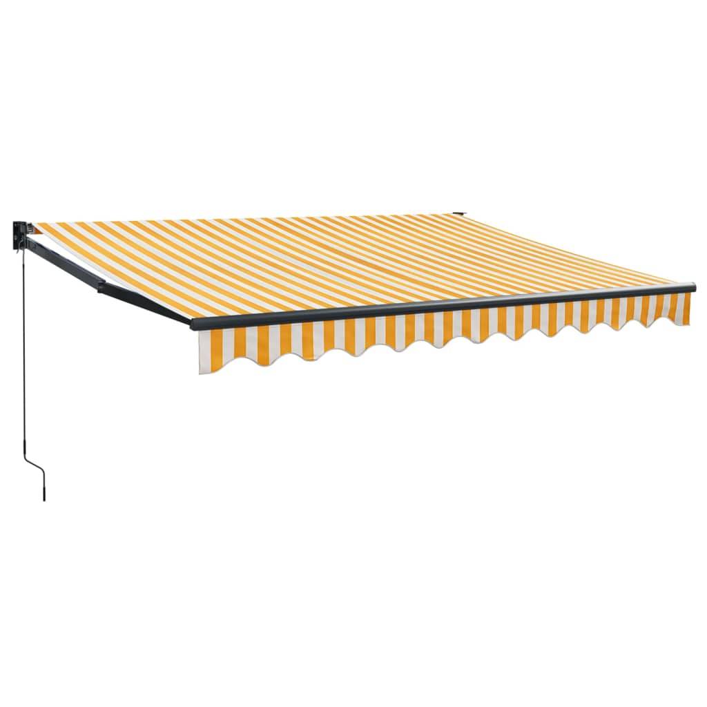 Auvent rétractable mural aluminium patio ombre jaune et blanc 3,5x2,5 m - ComfortXL Outdoor Living - Image 2
