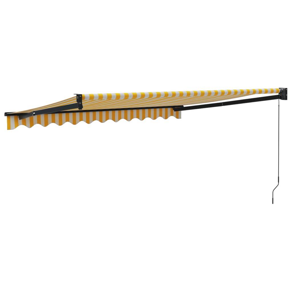 Auvent rétractable mural aluminium patio ombre jaune et blanc 3,5x2,5 m - ComfortXL Outdoor Living - Image 5