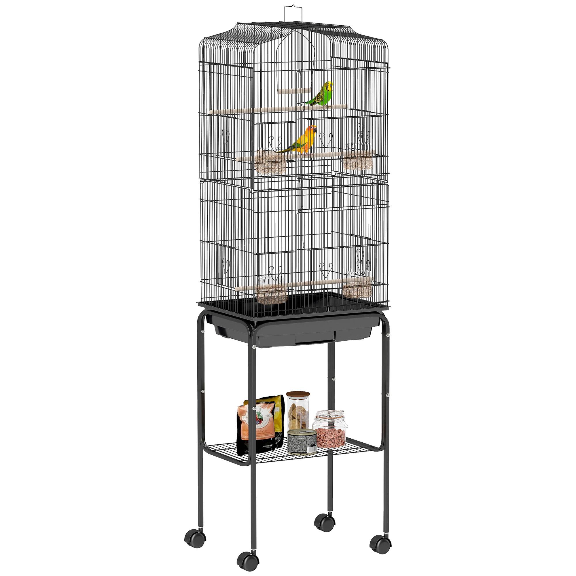 Volière cage à oiseaux acier noir 46.5 x 36 x 157 cm - PANGIVO - Image 1
