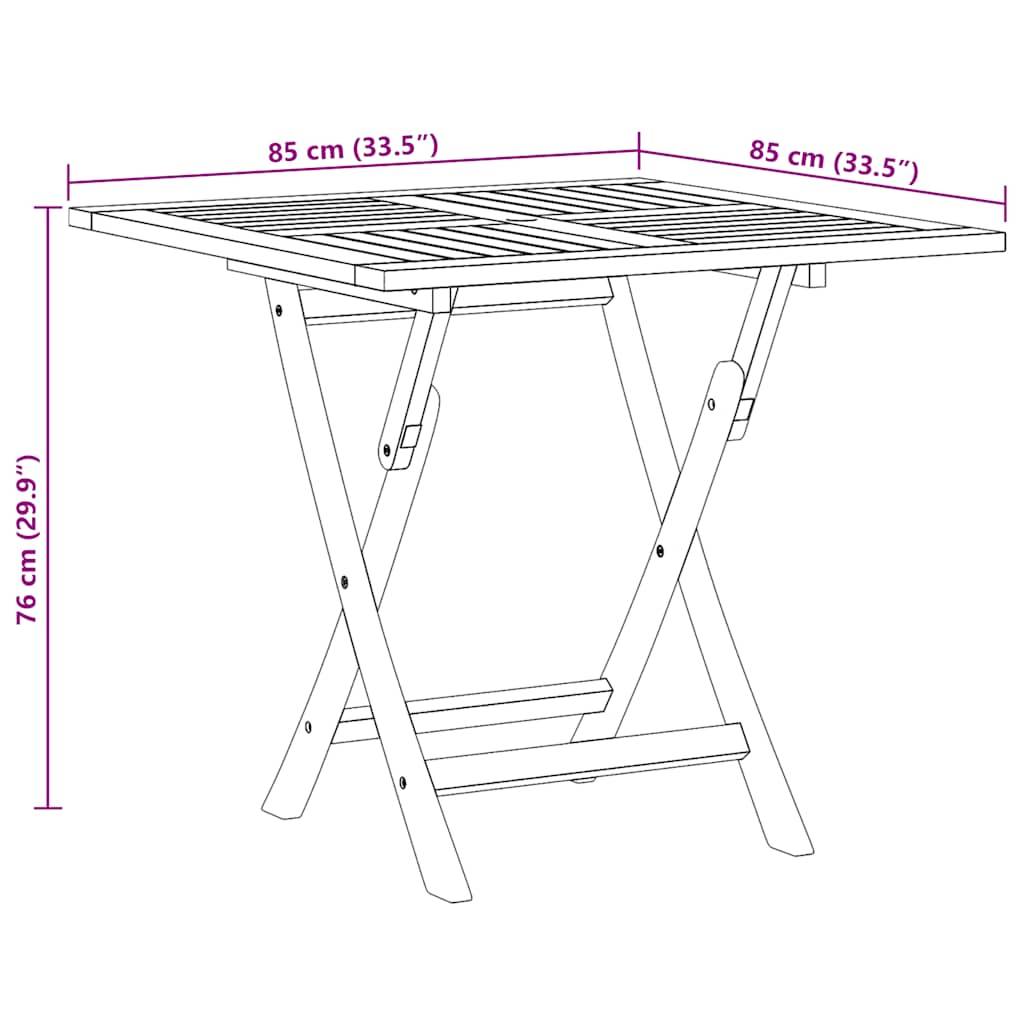 Table pliable de jardin Bois de teck solide 85 x 85 x 76 cm, Poids :12.5kg - PANGIVO - Image 9