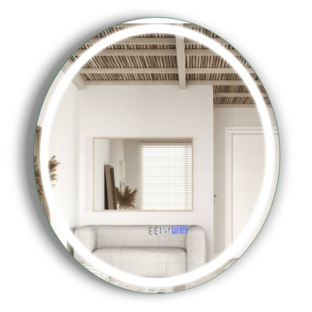Helloshop26 - Miroir mural led 60 cm miroir rond avec luminosité réglable en continu 3 températures de couleur fonction anti-buée&mémoire miroir argent - Imagen 1