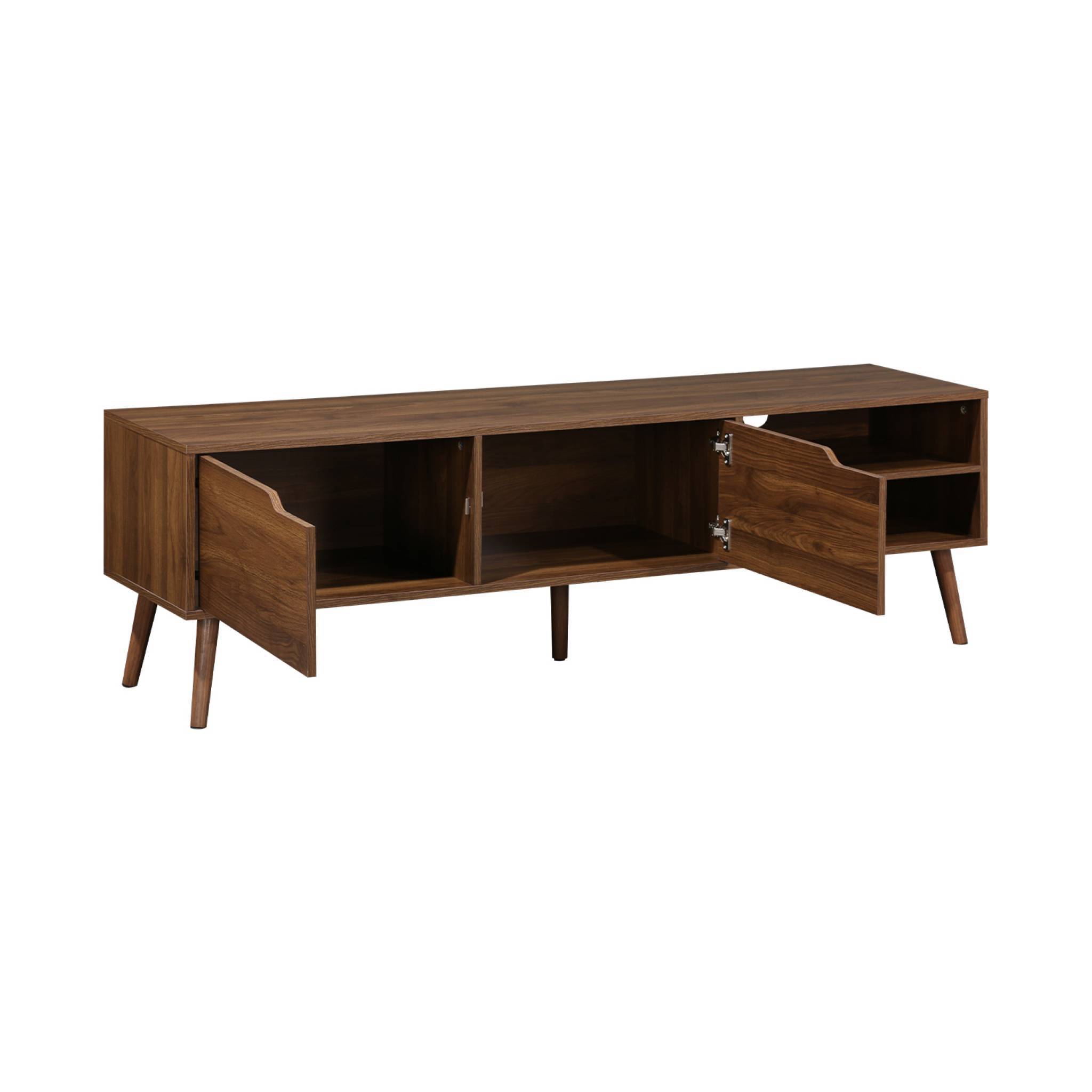 sweeek - Meuble TV décor bois de noyer. 2 portes. 1 étagère. 160cm | sweeek - Image 6
