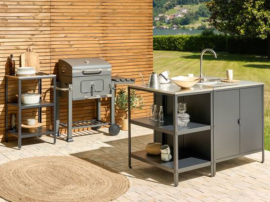 Beliani - Cuisine de jardin Acier Noir VILAMA - 80x50x90- Beliani - Image 1