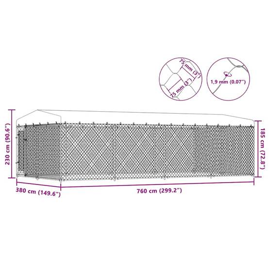 Vidaxl - Chenil extérieur avec toit pour chiens 7,6x3,8x2,3 m vidaXL 144937 - Image 3