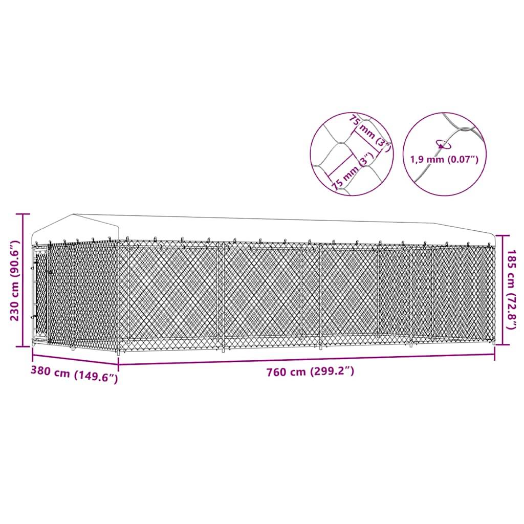 Vidaxl - Chenil extérieur avec toit pour chiens 7,6x3,8x2,3 m vidaXL 144937 - Image 3