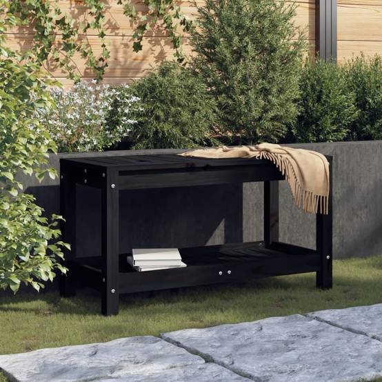 Maison Chic - Banc de jardin - Banc d'extérieur - Banquette noir 82,5x35x45 cm bois massif de pin - Imagen 2