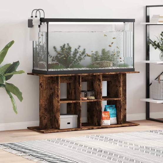 Meuble pour Aquarium Bois d'Ingénierie pour Salon avec Rangement 120x40x60 cm Chêne Fumé - ComfortXL Outdoor Living - Image 1