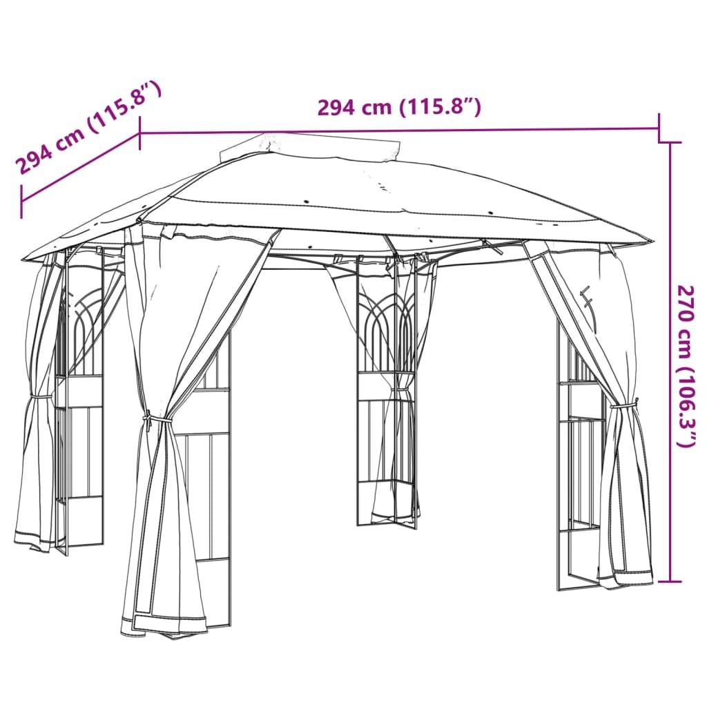 Prolenta Premium - Pergola acier taupe 2,94 x 2,94 x 2,7 m - Prolenta premium p3217.9 - Image 9