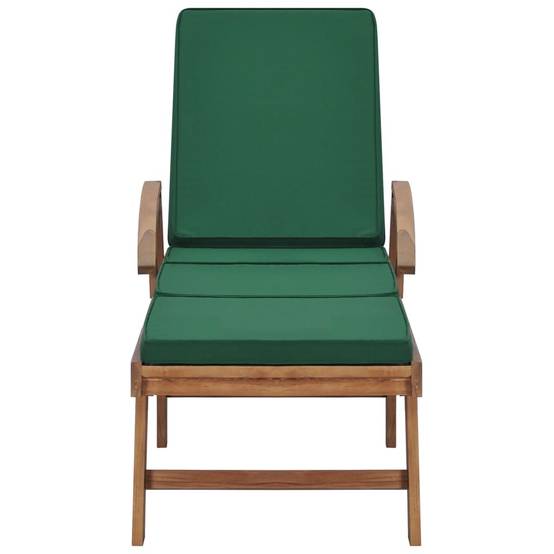 Helloshop26 - Lot de 2 transats chaise longue bain de soleil lit de jardin terrasse meuble d'extérieur avec coussins bois de teck solide vert - Imagen 3
