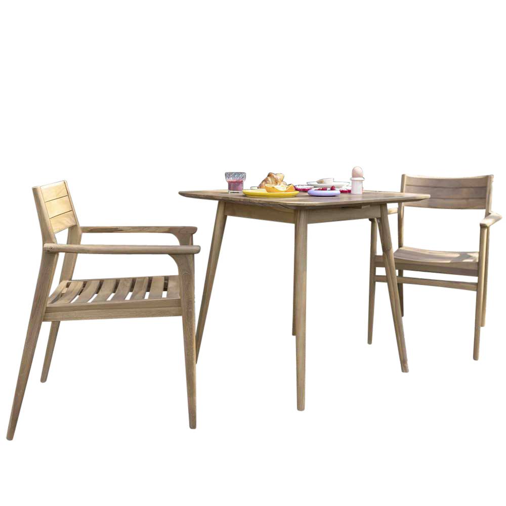 Wilsa Garden - Ensemble en teck massif 2/4 places avec 2 fauteuils NAPLES - Imagen 1