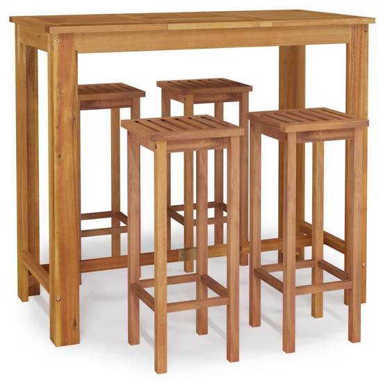 Vidaxl - Ensemble de bar de jardin 5 pcs bois d'acacia solide vidaXL 3154392 - Image 2