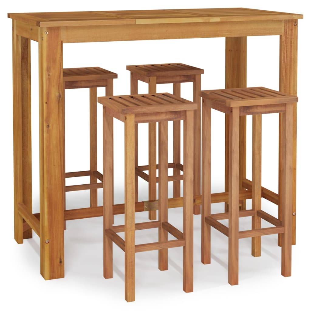 Vidaxl - Ensemble de bar de jardin 5 pcs bois d'acacia solide vidaXL 3154392 - Image 2