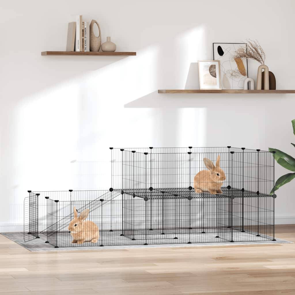 Vidaxl - Cage animaux de compagnie à 44 panneaux et porte Noir 175x105x70 cm vidaXL 3114063 - Imagen 1
