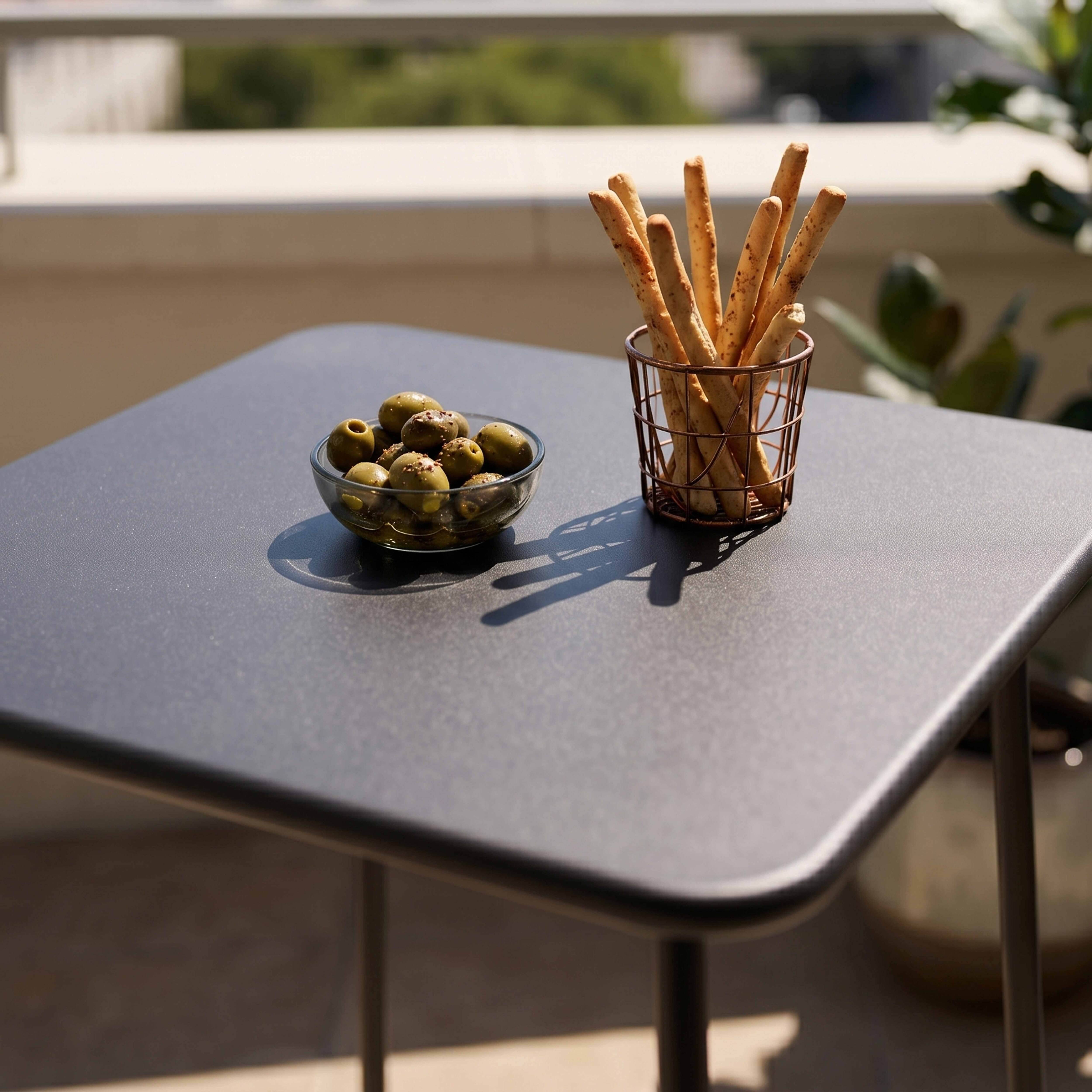 Oviala - Table de bar carrée en acier gris anthracite Palavas - Oviala - Imagen 3