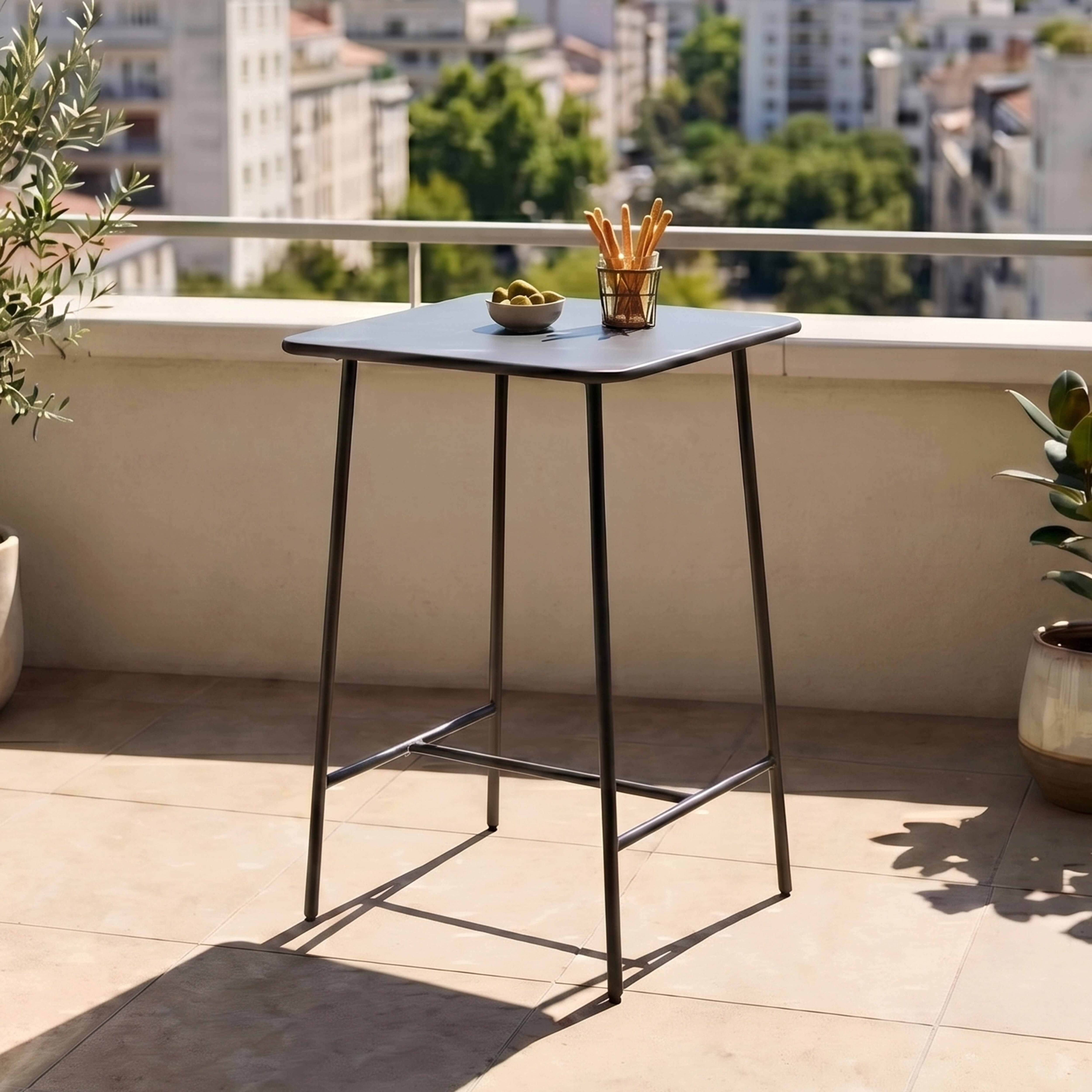 Oviala - Table de bar carrée en acier gris anthracite Palavas - Oviala - Imagen 2