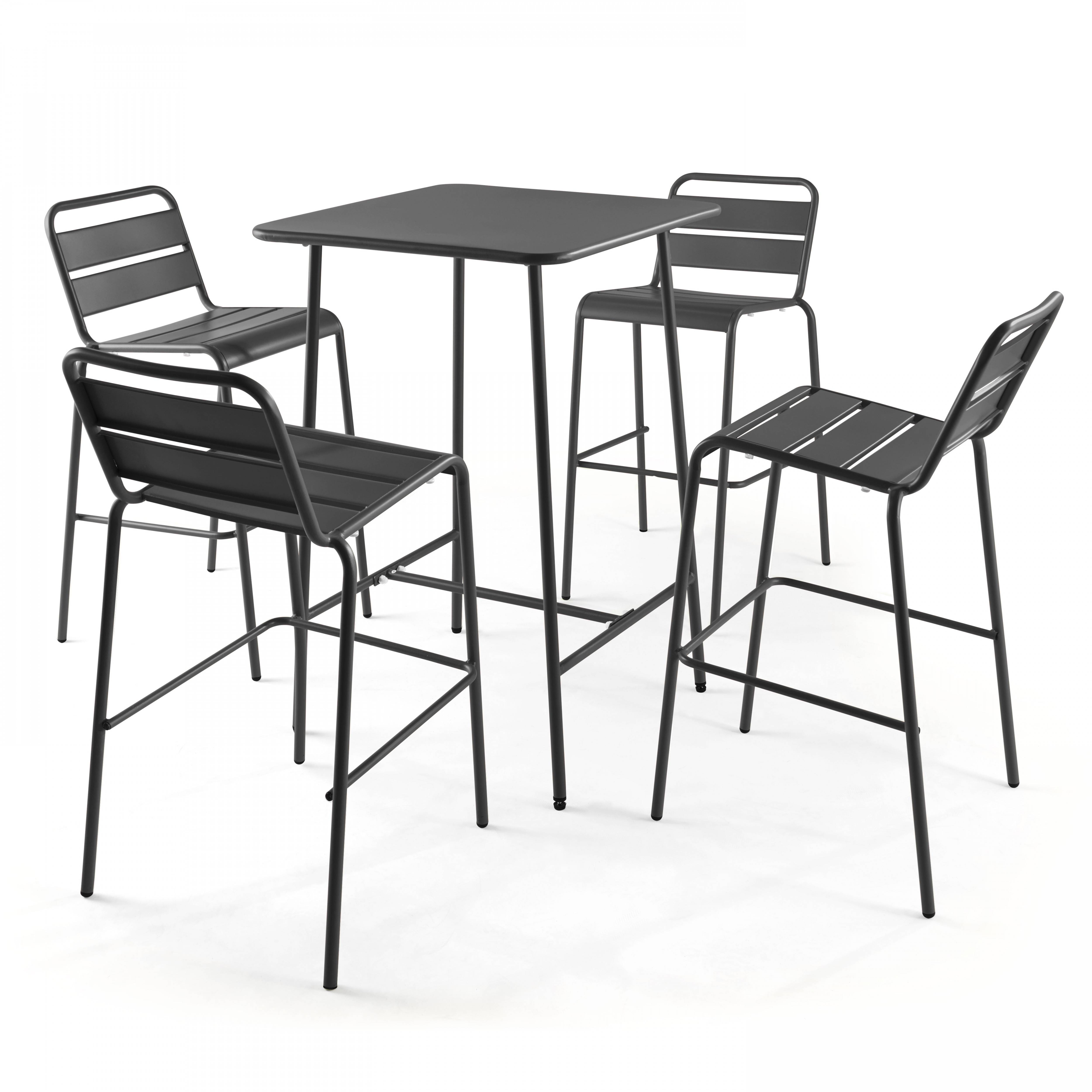 Oviala - Table de bar carrée en acier gris anthracite Palavas - Oviala - Imagen 6