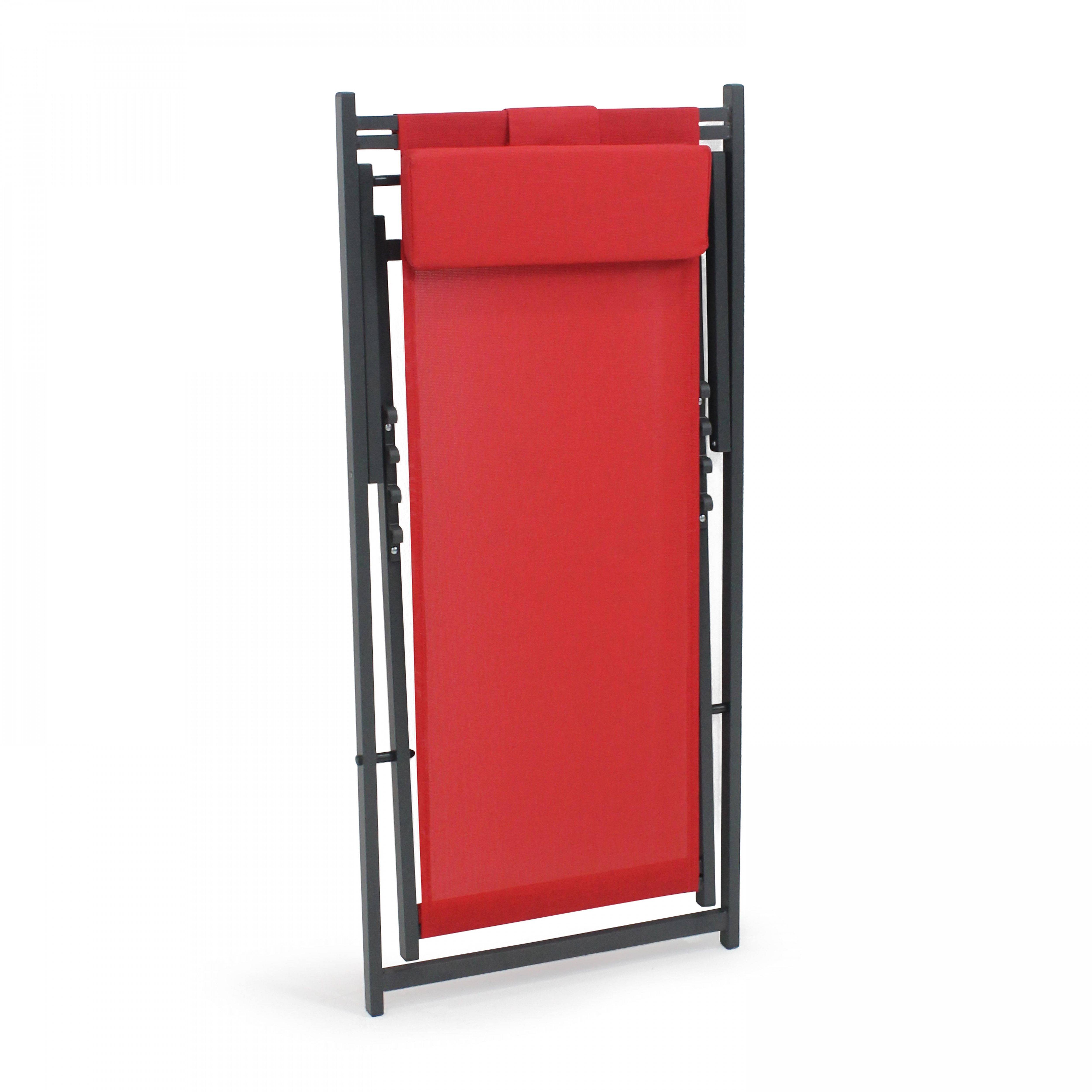 Oviala - Lot de 2 transats en aluminium rouge Santiago - Oviala - Imagen 5