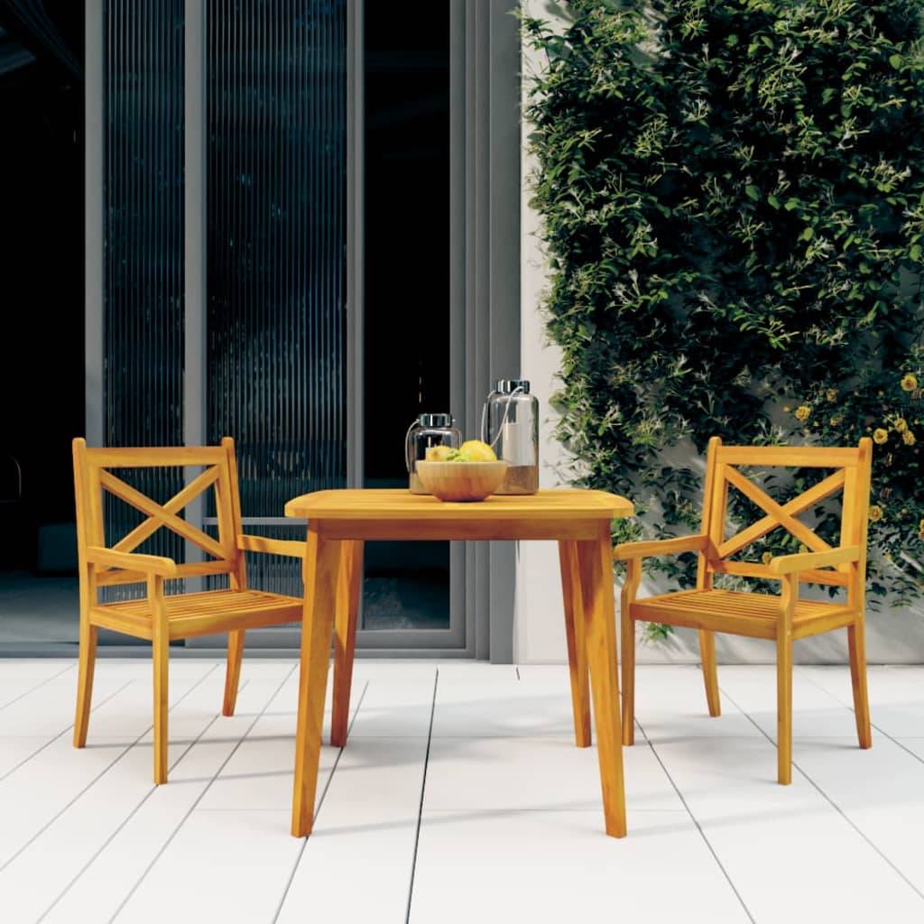 Maison Chic - Ensemble de 3 pcs table de jardin avec chaises - mobilier de jardin Bois d'acacia solide-JU2803 - Image 2