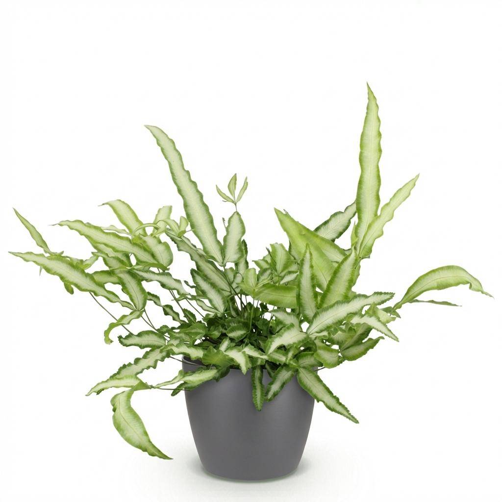 La Green Touch - Pteris cretica Albolineata - Fougère ruban - Avec cache-pot gris - Pot Ø20 cm, H 30 cm - Image 2