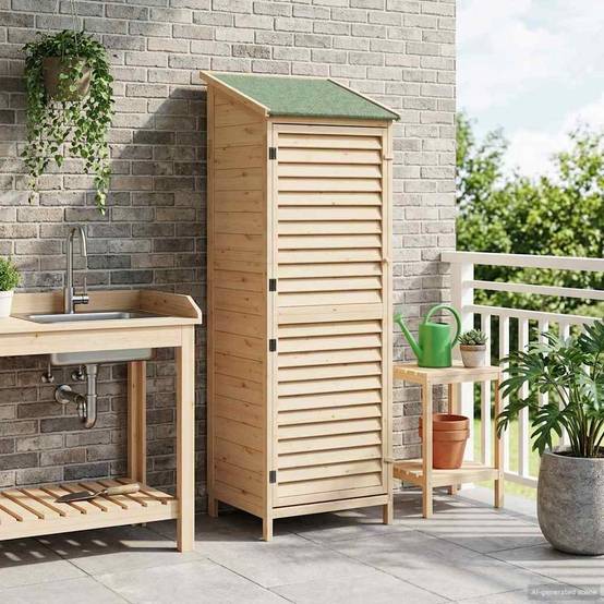 PANGIVO - Abri de jardin bois de sapin naturel 59 x 56 x 176 cm - PANGIVO - Image 1