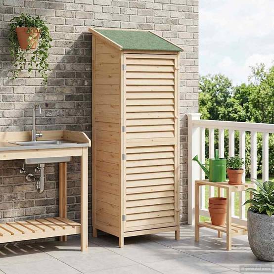 PANGIVO - Abri de jardin bois de sapin naturel 59 x 56 x 176 cm - PANGIVO - Image 3