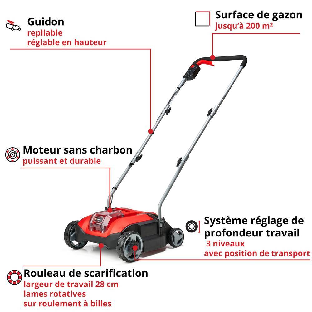 Einhell - Scarificateur-aérateur sans fil GC-SC 18/28 Li-Solo - sans batterie ni chargeur Einhell - Image 3