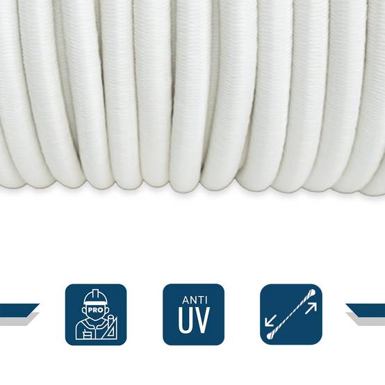 Sandow élastique Blanc 100 mètres 9SW - Qualité PRO - Tendeur pour bâche de diamètre 9 mm TECPLAST - Image 3