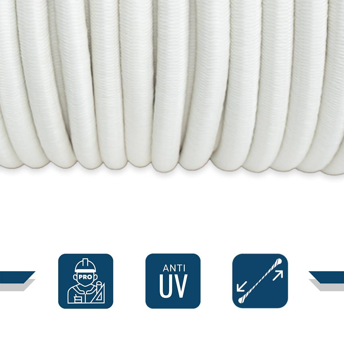 Sandow élastique Blanc 100 mètres 9SW - Qualité PRO - Tendeur pour bâche de diamètre 9 mm TECPLAST - Image 3
