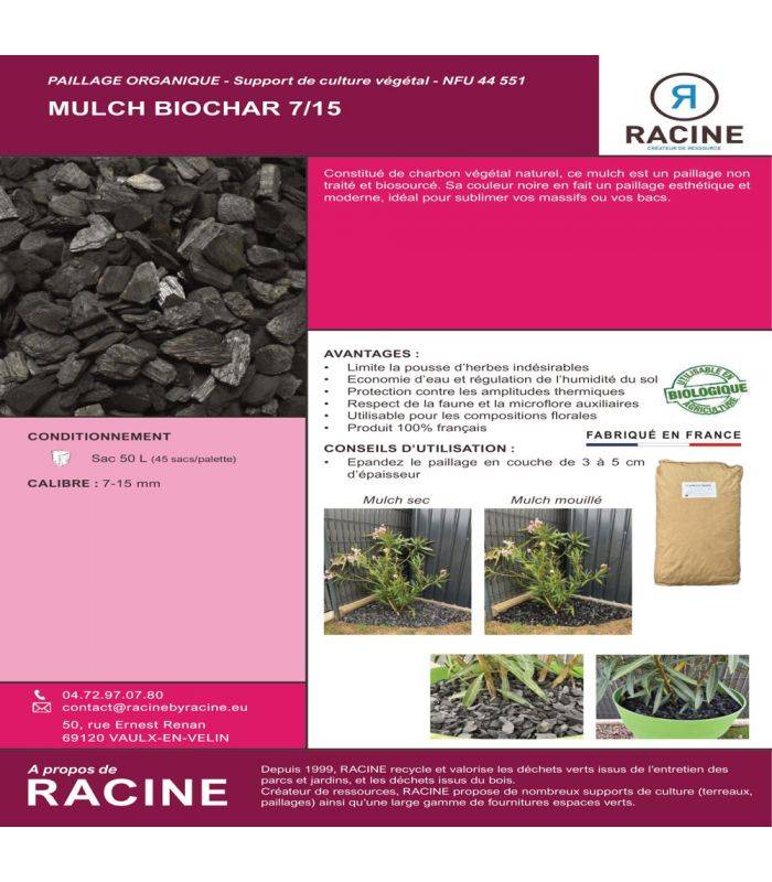 Paillage charbon végétal bio rétention d'eau 10x50L RACINE F-PAI110-10x50 - Image 2