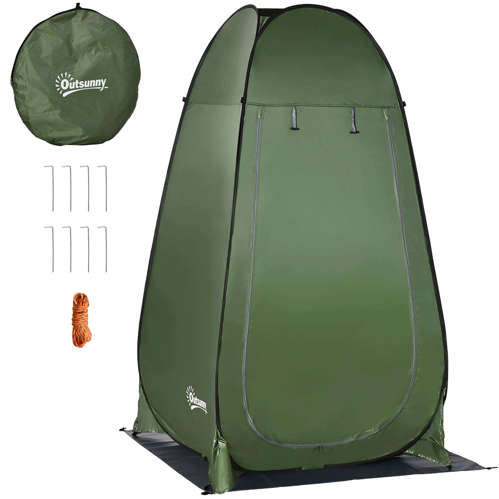 Tente de douche de camping portable avec sac de transport et protection UV 20+ pour salle de bain et toilettes, 126 x 124 x 189 cm, vert olive - Image 1