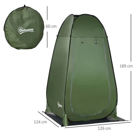Tente de douche de camping portable avec sac de transport et protection UV 20+ pour salle de bain et toilettes, 126 x 124 x 189 cm, vert olive - Image 5