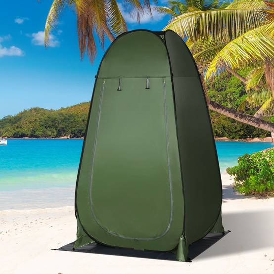 Tente de douche de camping portable avec sac de transport et protection UV 20+ pour salle de bain et toilettes, 126 x 124 x 189 cm, vert olive - Image 4