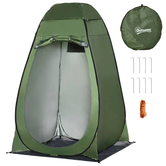 Tente de douche de camping portable avec sac de transport et protection UV 20+ pour salle de bain et toilettes, 126 x 124 x 189 cm, vert olive - Image 2