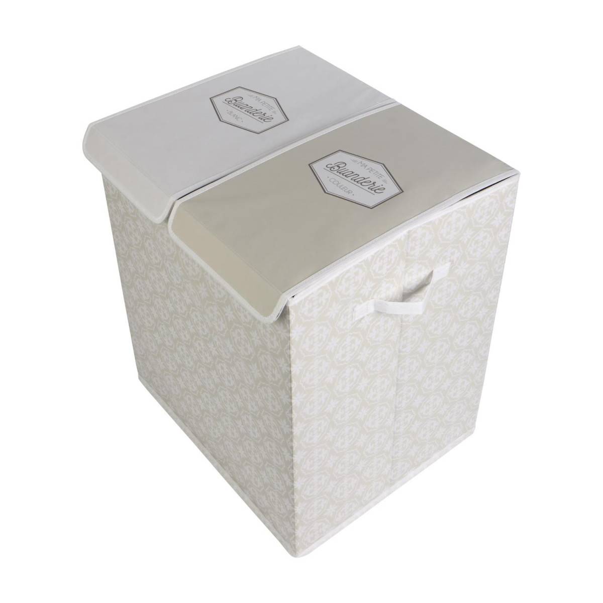 Panier à Linge Double "Ma Petite Buanderie" 57cm Beige - Image 3