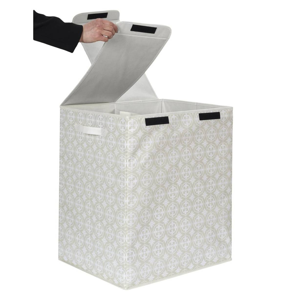 Panier à Linge Double "Ma Petite Buanderie" 57cm Beige - Image 6