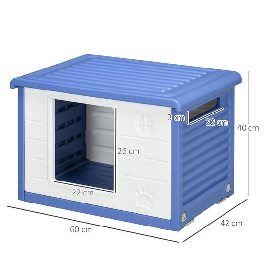 Niche extérieure en plastique pour petits chiens avec aération optimale 60x42cm Bleu - ComfortXL Outdoor Living - Image 5