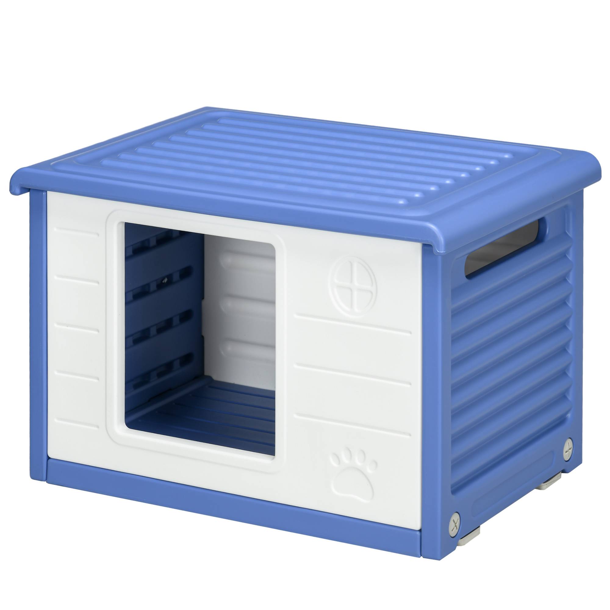 Niche extérieure en plastique pour petits chiens avec aération optimale 60x42cm Bleu - ComfortXL Outdoor Living - Image 2